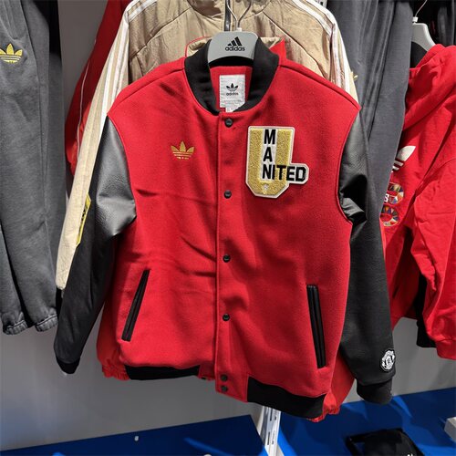 阿迪达斯三叶草棉服男2025春季新款曼联休闲棒球服运动夹克JF0366