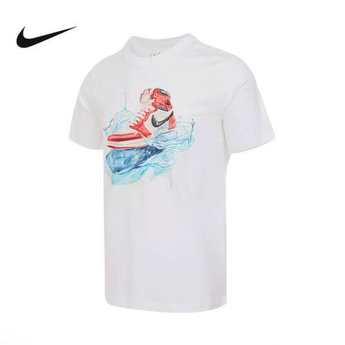 nike耐克短袖男25夏季JORDAN运动休闲圆领印花透气T恤IB3356-100