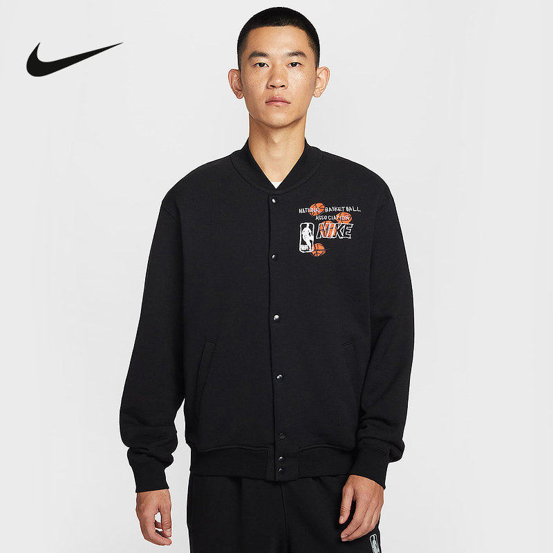 NIKE耐克运动外套男2026春季CLUB NBA图案印花开衫夹克HV9298-010