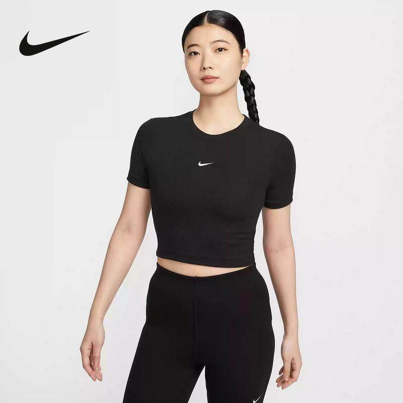 Nike耐克运动短袖女2025夏季小标短款露脐修身透气T恤II1865-010,运动服/休闲服装,运动T恤,淘宝优惠券,粉丝福利购,淘宝优惠卷