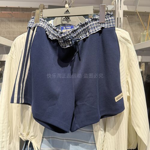 阿迪达斯三叶草运动裤女夏季新款休闲针织透气短裤KU9394 KU9395