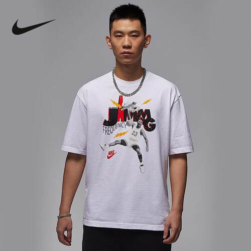 NIKE耐克短袖T恤男2025夏新品棉复古印花圆领宽松半袖 HJ2930-100