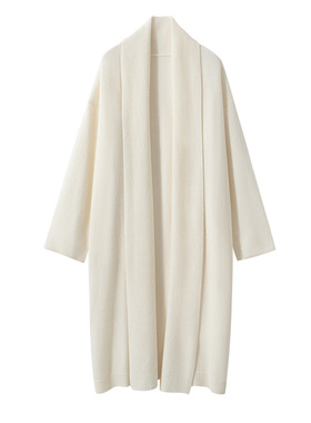 气质高级感法式慵懒风翻领山羊绒女大长款针织开衫女秋冬款毛衣