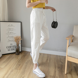 RM10372#春夏新款束脚百搭九分休闲工装裤高腰小脚宽松直筒哈伦裤