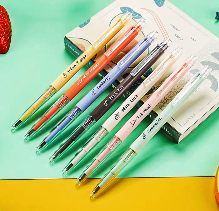 晨光H9503彩色中性笔元气果果七种清新水果色0.5按动涂鸦手账绘画