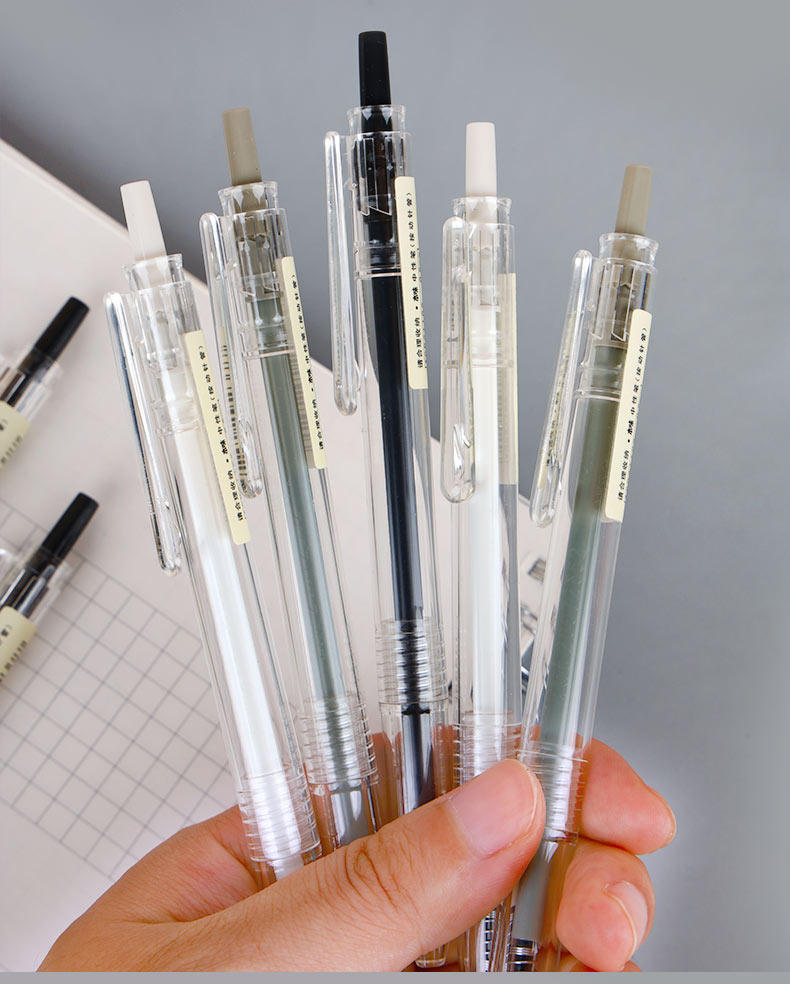 晨光81108本味按动笔0.5全针管中性笔水笔碳素笔9006清新黑笔替芯