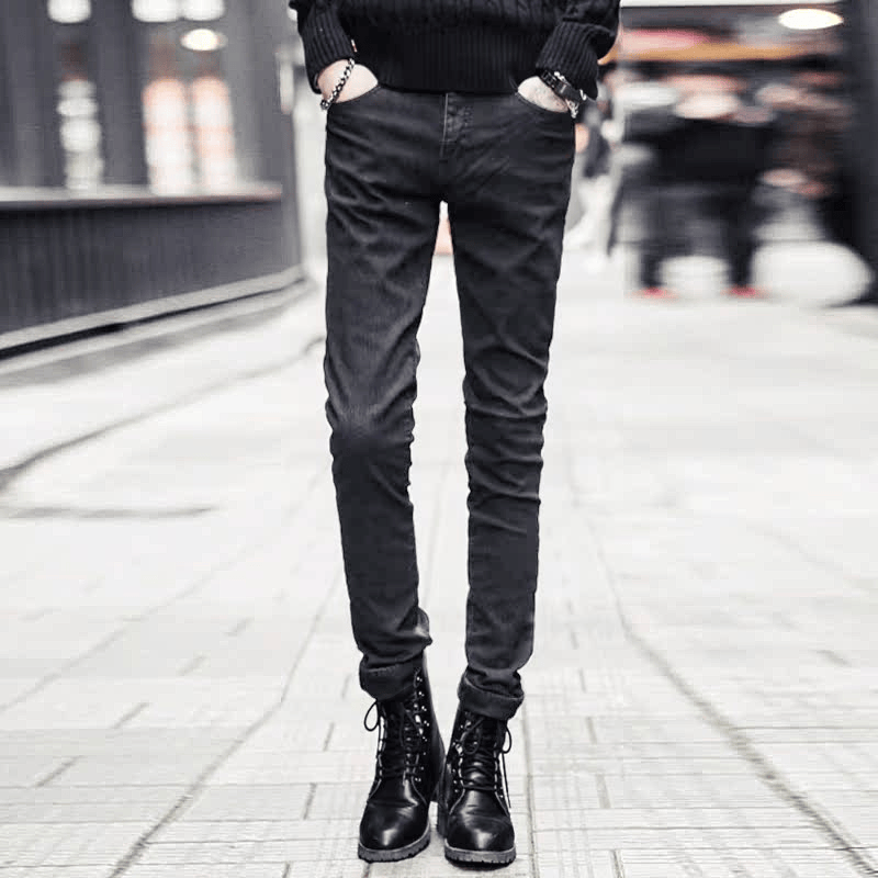 高级感修身弹力男士牛仔裤裤子