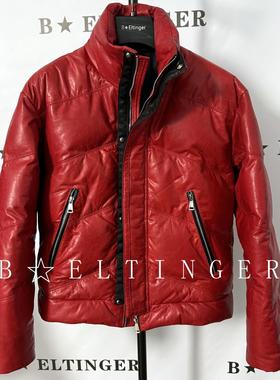 真皮面包羽绒服皮衣男短款高定羊皮加厚MX200g白鸭绒立领外套夹克