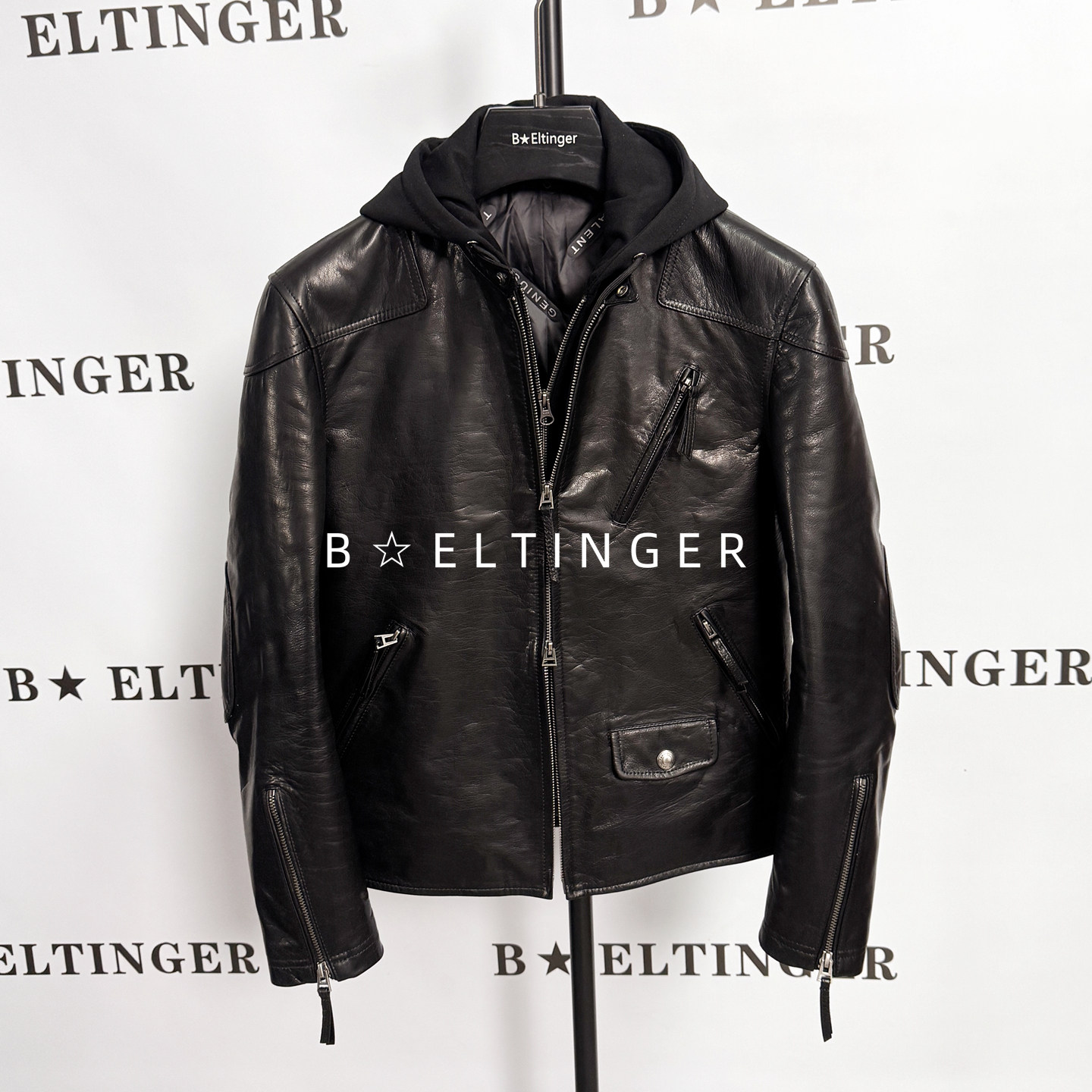 冬季新款真牛皮毒液羽绒鹅绒服可脱卸连帽修身复古美式短款夹克男