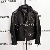 新款 真牛皮毒液羽绒鹅绒服可脱卸连帽修身 复古美式 冬季 短款 夹克男