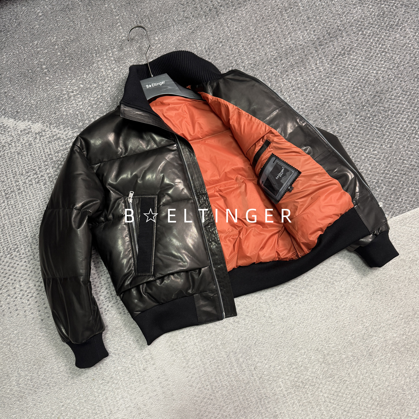 超有型飞行员短款真皮加厚鹅绒服