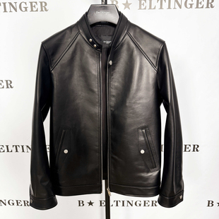 秋冬新款黑色立领小绵羊皮真皮皮衣男士商务休闲机车夹克修身外套