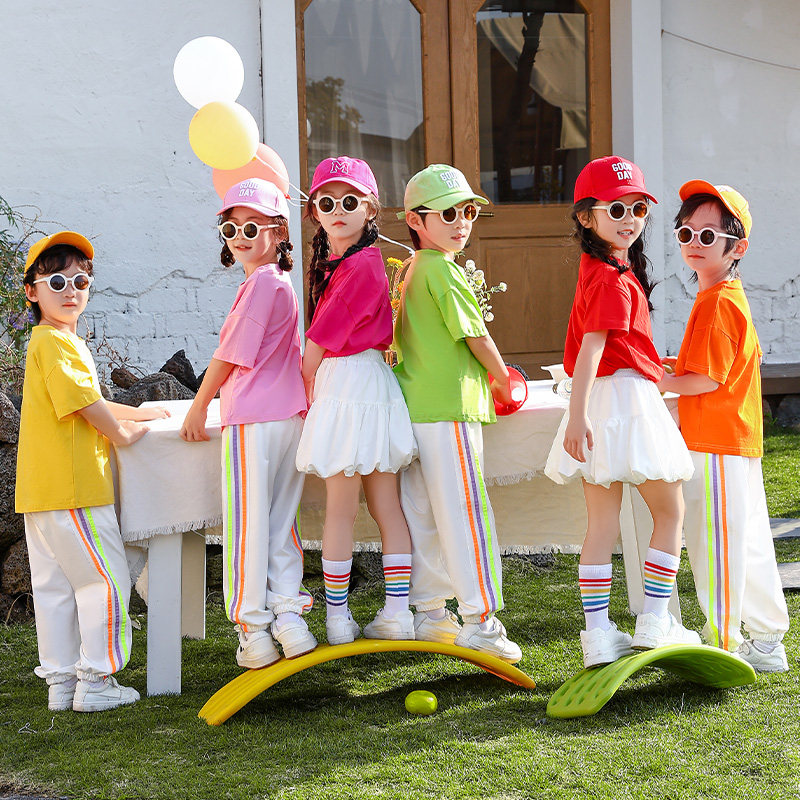 校服小学生运动会啦啦队演出服装夏季短袖幼儿园园服儿童班服套装