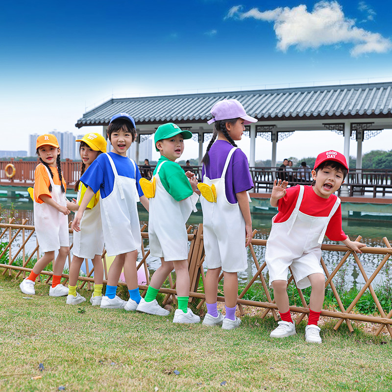 六一表演服幼儿园舞蹈合唱班服儿童背带裤套装小学生啦啦队演出服