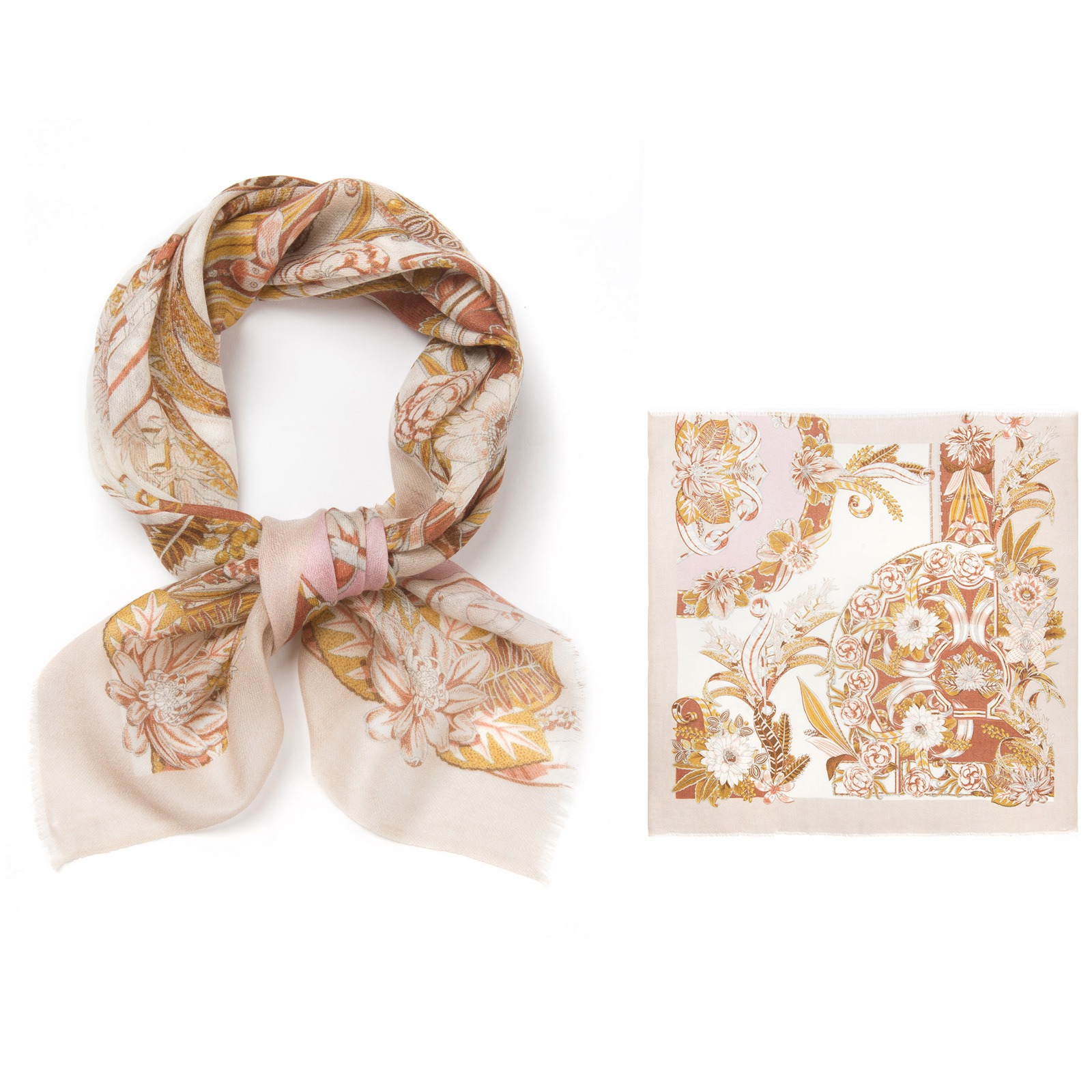 羊绒印花方巾内蒙古羊绒源头工厂直发轻奢方巾多环境佩戴携带方便