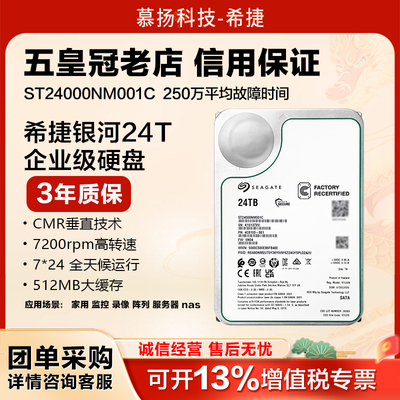 正品希捷银河系企业级ST24000NM001C 氦气盘24TB机械硬盘服务器