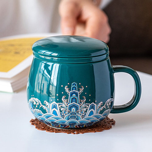 故宫文创马克杯带盖陶瓷水杯带过滤国潮杯子办公室喝茶杯家用礼品 - 封面