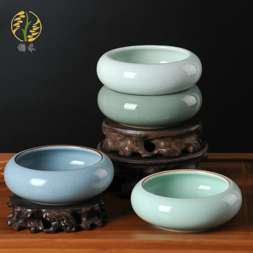 汝窑青瓷简约禅意家居桌面烟灰缸