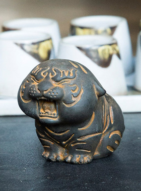 创意十二生肖迷你小老虎摆件茶宠