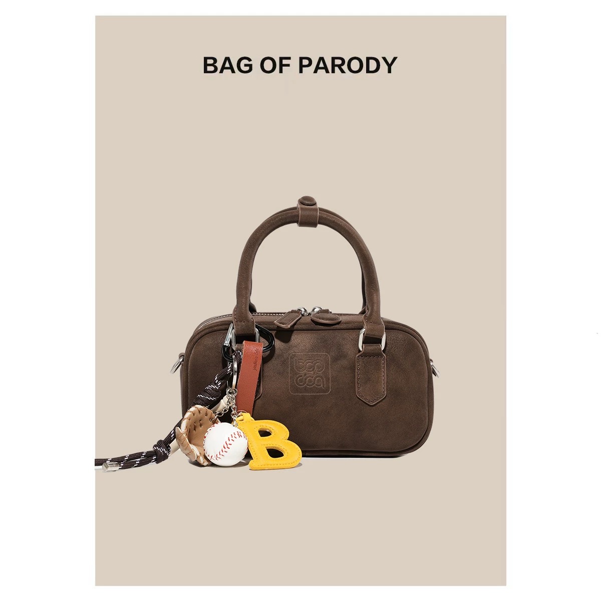 bag of parody官方GM2024新牛皮保龄球包美拉德单肩斜挎波士顿包