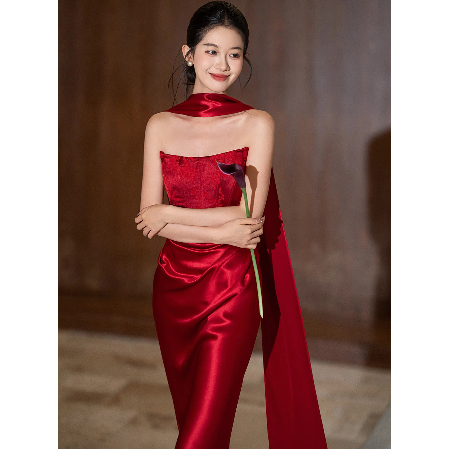 新娘飘带长款丝巾醋酸丝带围巾围脖披肩结婚礼服晨袍敬酒服配饰品