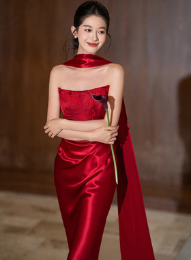 新娘飘带长款丝巾醋酸丝带围巾围脖披肩结婚礼服晨袍敬酒服配饰品