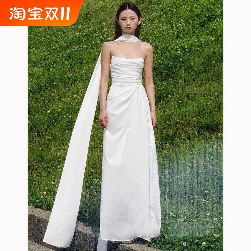 新娘丝巾飘带长款雪纺丝带围巾围脖纱披肩纱礼服晨袍旅拍照配饰品