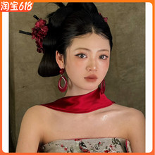 新娘丝巾围脖飘带纯色丝带围巾领巾抹胸礼服晨袍装饰品旅拍照配饰