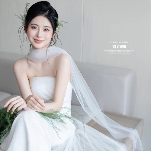 新娘纱巾长款围巾丝巾飘带脖纱披肩纱婚纱礼服晨袍写真旅拍配饰品