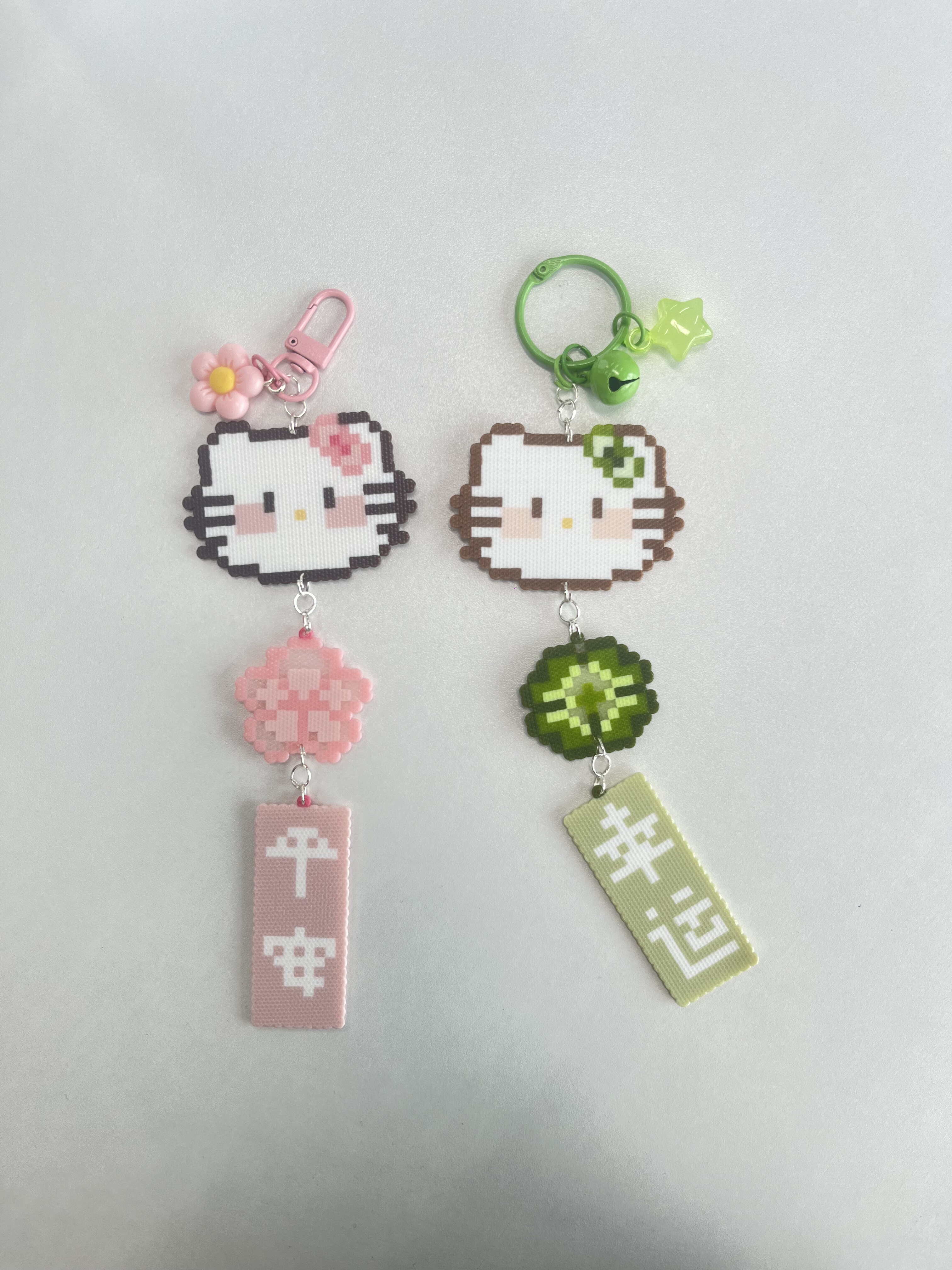 拼豆成品Kitty四叶草车挂可爱挂件平安幸运情侣钥匙扣礼物挂饰