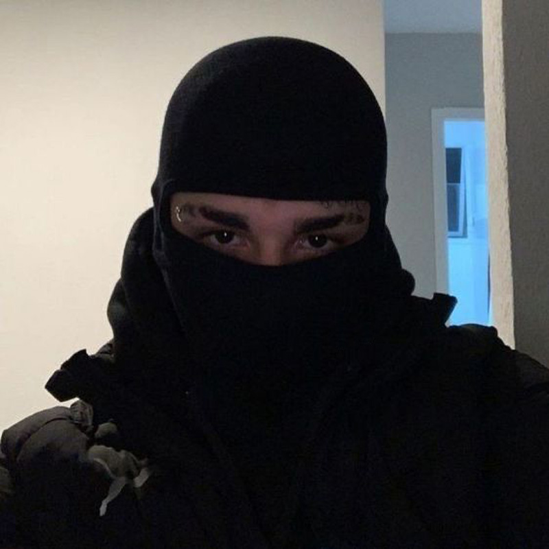 男式复古巴拉克拉法帽保暖护耳针织帽骑行面罩套头户外黑色冷帽