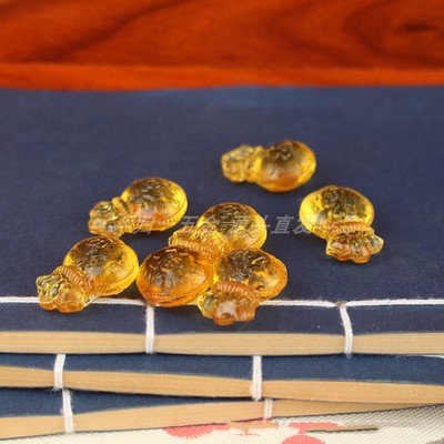 黄水晶福袋装饰摆件小钱袋琉璃