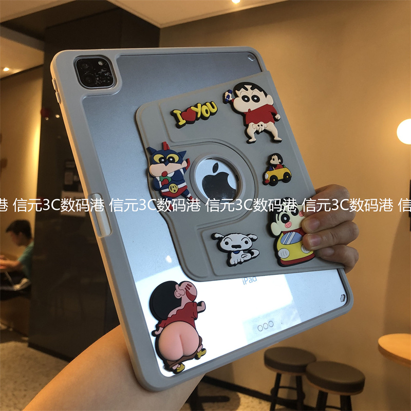 蜡笔小新720度旋转亚克力适用于华为Matepad 11.5S保护套SE11笔槽Pro10.8英寸12.2防弯air荣耀9平板壳DGM-W00