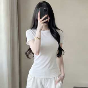 棉T恤SKIMS卡戴珊辣妹风修身 显瘦百搭正肩圆领上衣 STORM短袖 SKIN