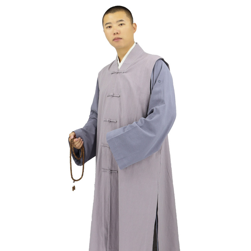 马甲服长褂马褂款春男女春季长款和尚中背心褂僧服夹亚麻伽蓝无袖