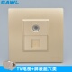 超六类网络电视插座86型香槟色CAT6A千兆屏蔽网线电脑TV有线面板