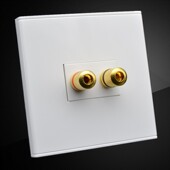 86型一位音响插座双音频插座接线柱环绕双头音箱接口双孔音频面板