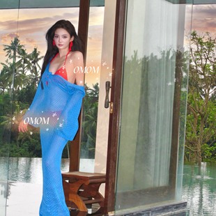 5015 针织长裙氛围感温泉度假泳衣比基尼泳装 炽热沙滩