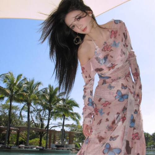 OMOM2026春夏新款性感比基尼三件套时尚罩衫长裙沙滩度假泳衣4031