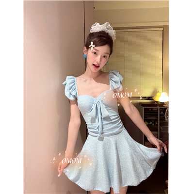 【海盐日记】清凉质感度假连体泳衣两件套显瘦泡温泉沙滩泳装5143