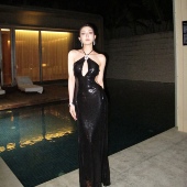 2026年新款 镂空性感度假泳衣长裙欧美风高级感收腰挂脖沙滩裙6041