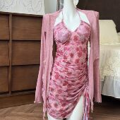 洛神 温泉沙滩泳装 纯欲设计感裙式 罩衫 2563 泳衣抽绳显瘦长袖