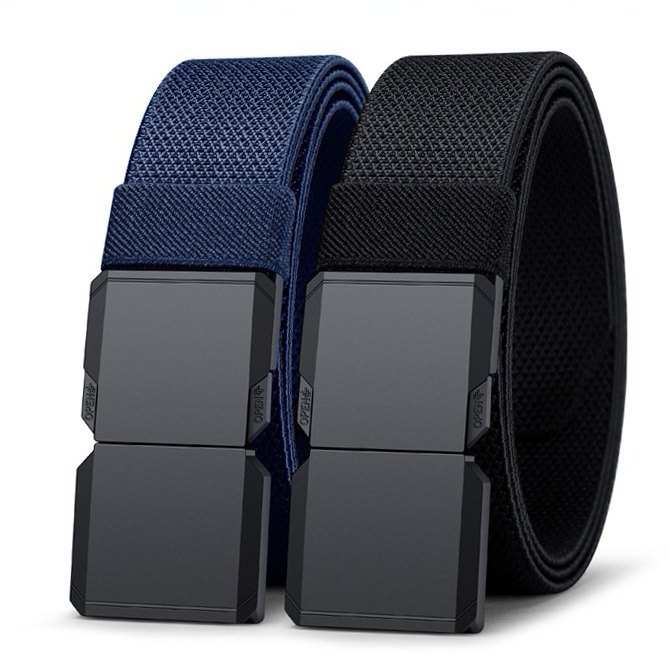 男士户外休闲自动合金插扣皮带战术男士工装加长弹力尼龙帆布腰带