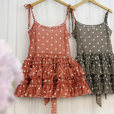 圣诞格子吊带日系叠穿吊带