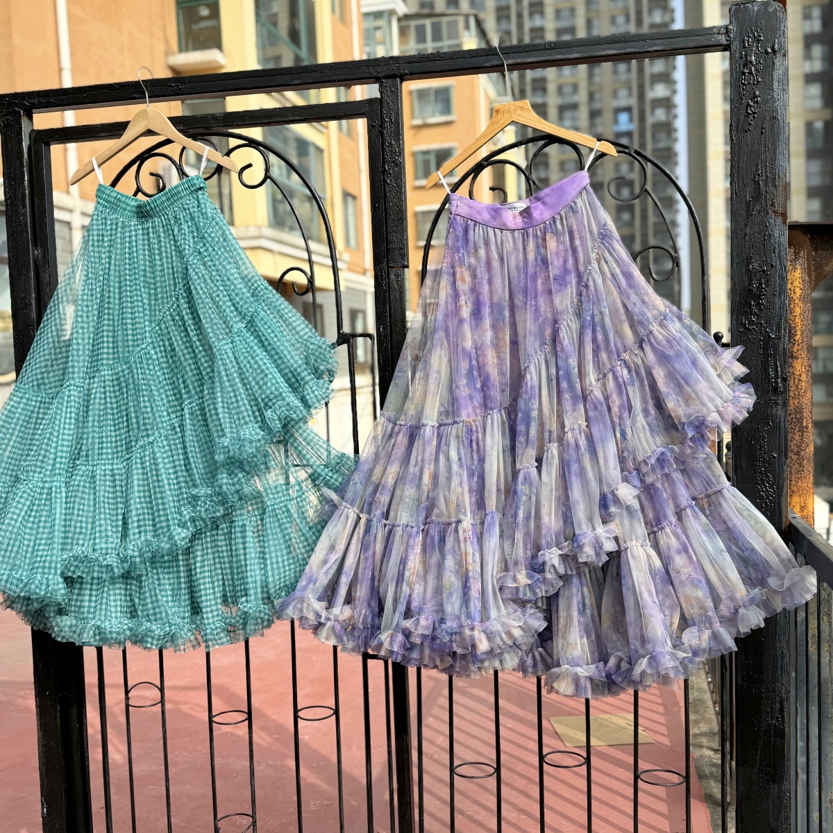 大摆裙蓬蓬重工纱裙高腰半身裙