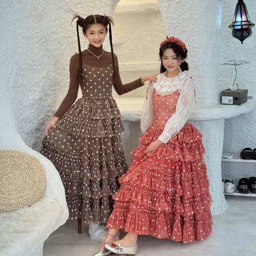 两件套吊带+网纱半身裙