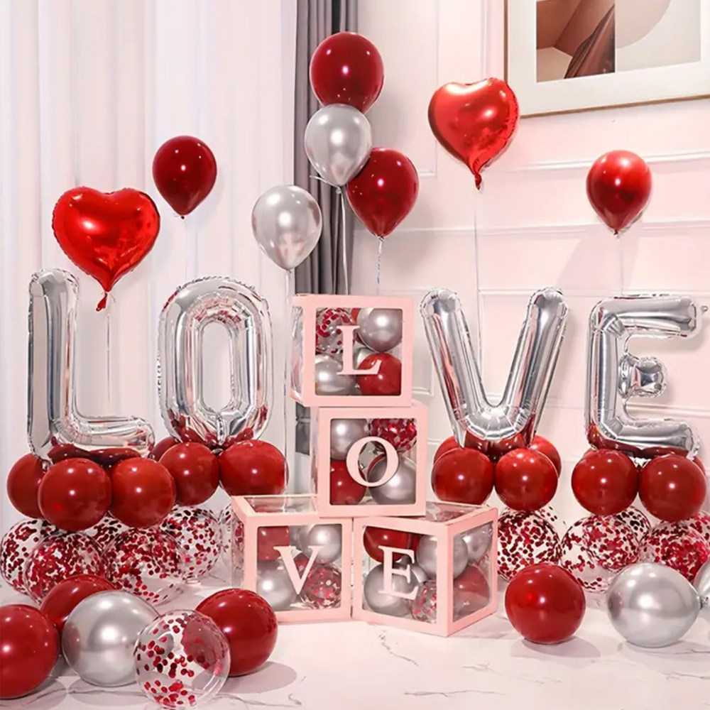 情人节LOVE字母爱心气球七夕表白求婚室内场景布置婚房背景墙装饰