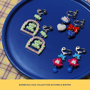 BOMBCACA软软抱冬系列 金属滴油精致小爱心甜甜吊坠耳环 冬日小甜