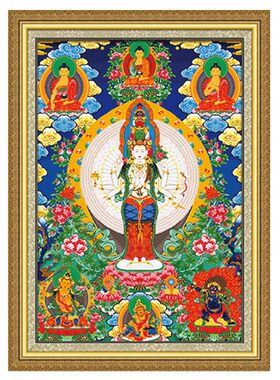 印花纯棉套件大幅玄关佛堂十字绣