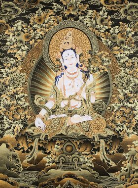 印花包邮新款法国DMC纯棉线十字绣套件客厅人物 白度母 黑金唐卡